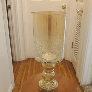 Elegant Gold Glass Hurricane Candle Holder and centerpiece decor 6"wx16"L